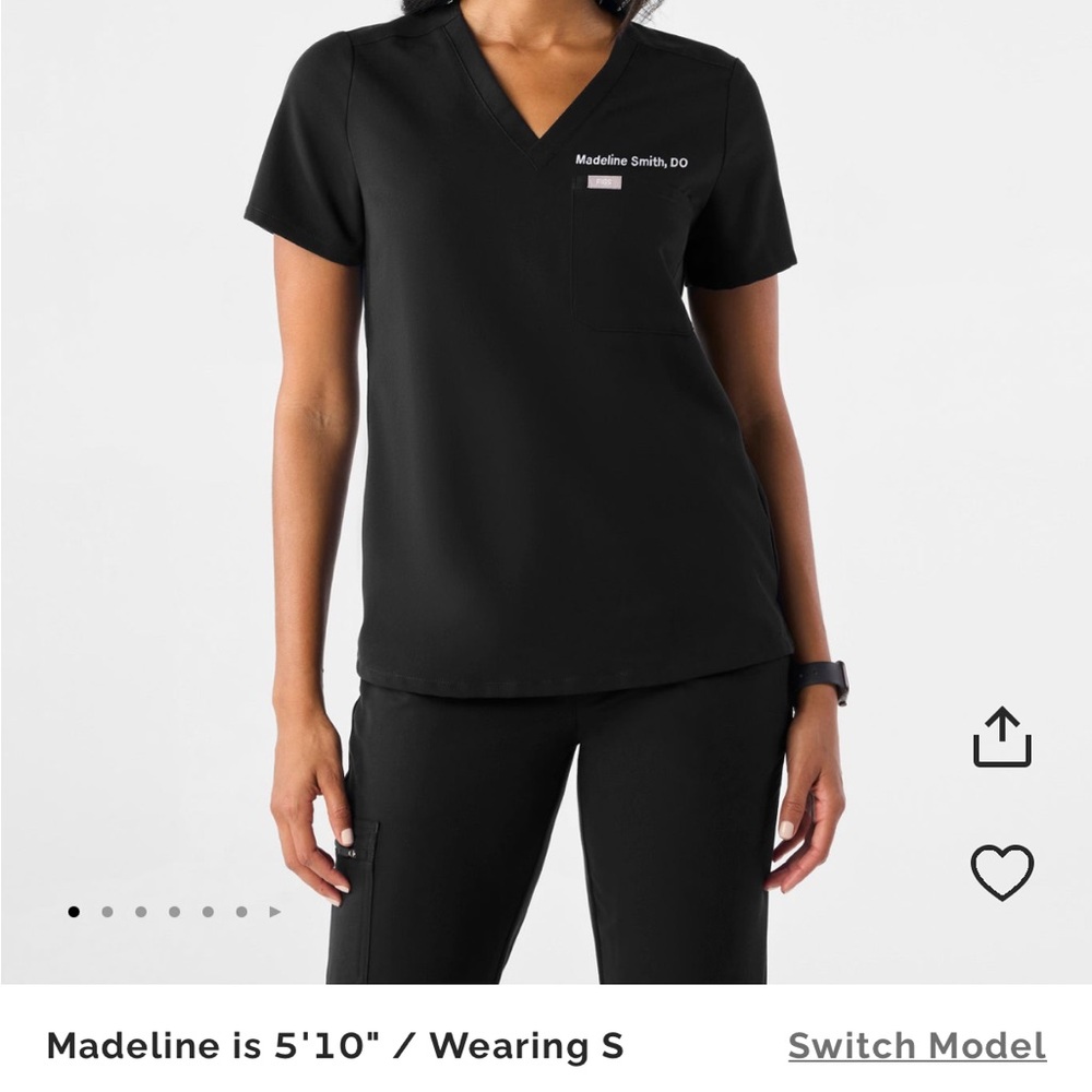 Figs Black V-Neck Women's Top